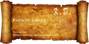 Korein Dávid névjegykártya